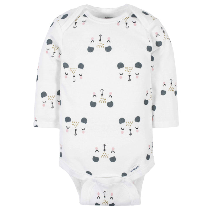6-Pack Baby Girls Bear Long Sleeve Onesies® Bodysuits-Gerber Childrenswear