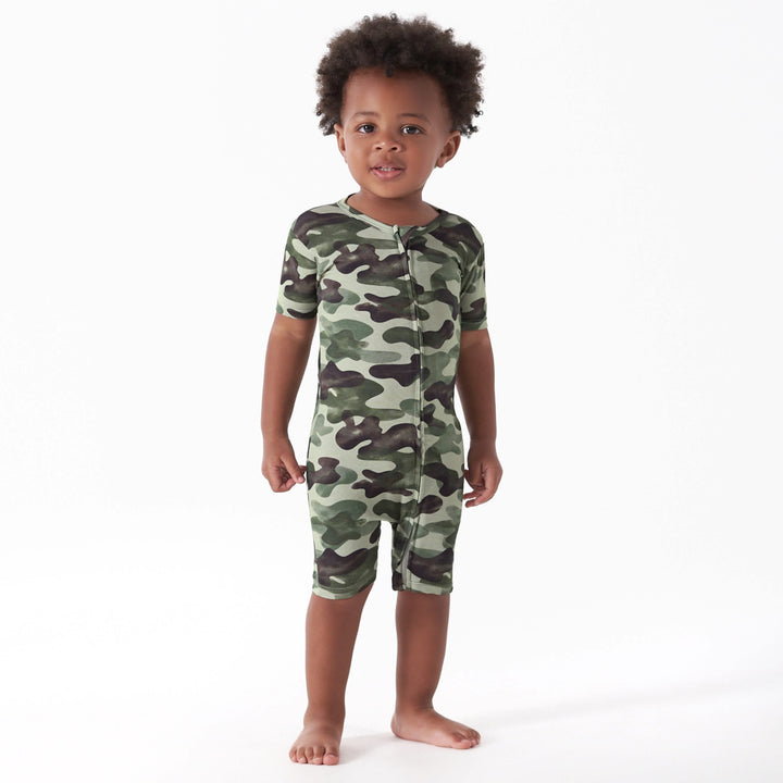 Baby Boys Camo Buttery-Soft Viscose Made from Eucalyptus Snug Fit Romper