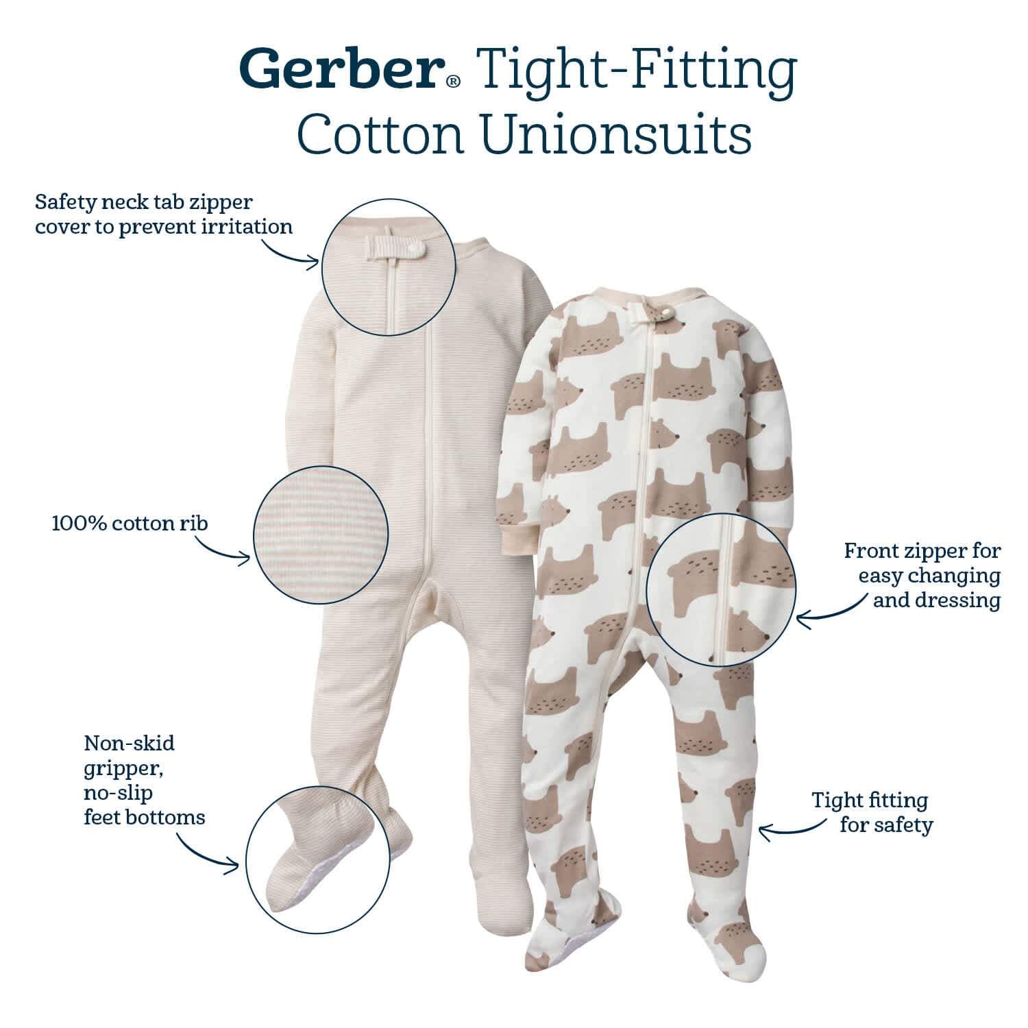 2-Pack Baby & Toddler Girls Cats Snug Fit Footed Cotton Pajamas-Gerber Childrenswear