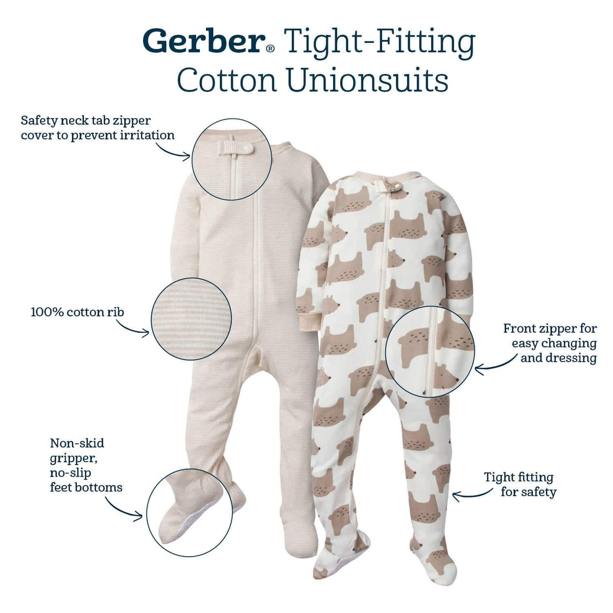 2-Pack Baby & Toddler Girls Deer Snug Fit Footed Cotton Pajamas-Gerber Childrenswear