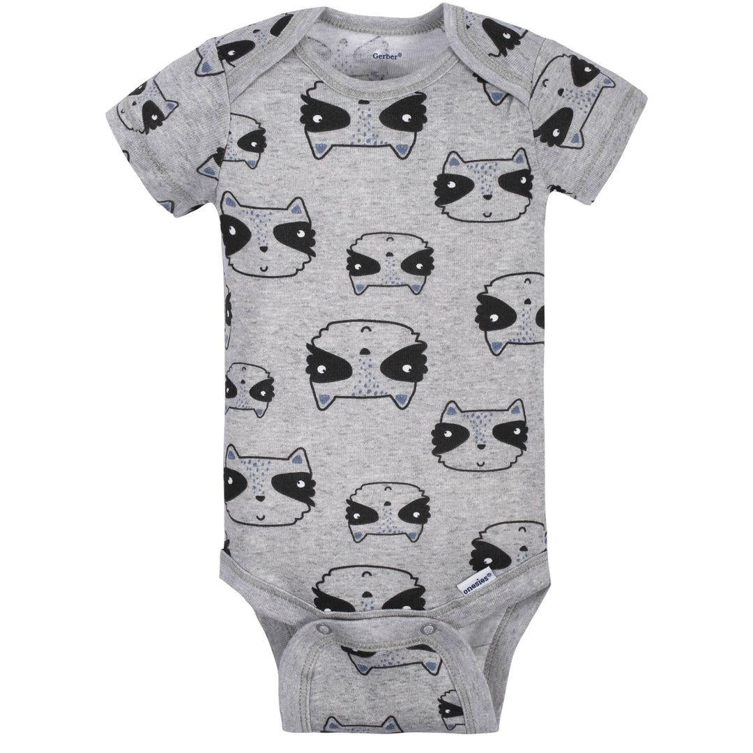 3-Pack Baby Boys Raccoon Short Sleeve Onesies® Bodysuits-Gerber Childrenswear
