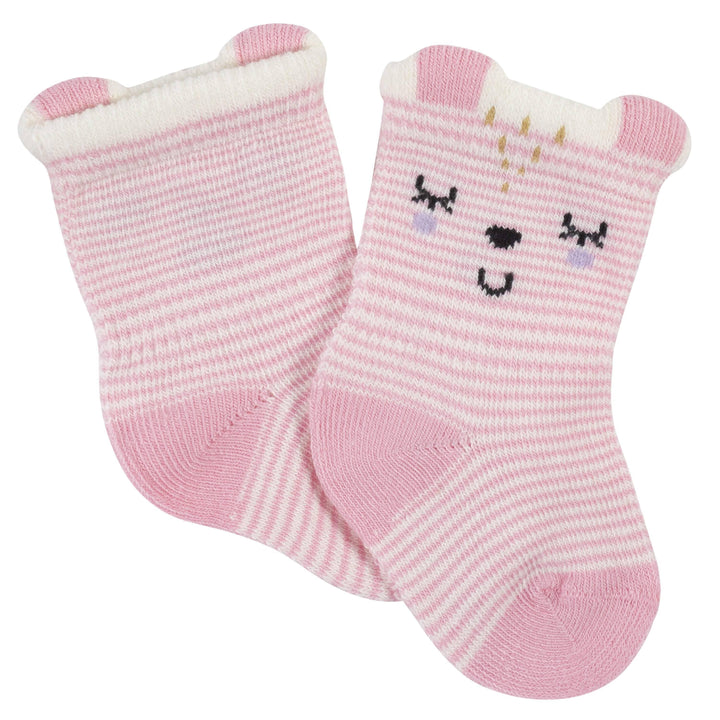 6-Pack Baby Girls Bunny Ballerina Wiggle-Proof™ Jersey Crew Socks-Gerber Childrenswear