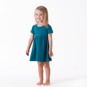 Infant & Toddler Girls Teal Buttery-Soft Viscose Made from Eucalyptus Twirl Dress