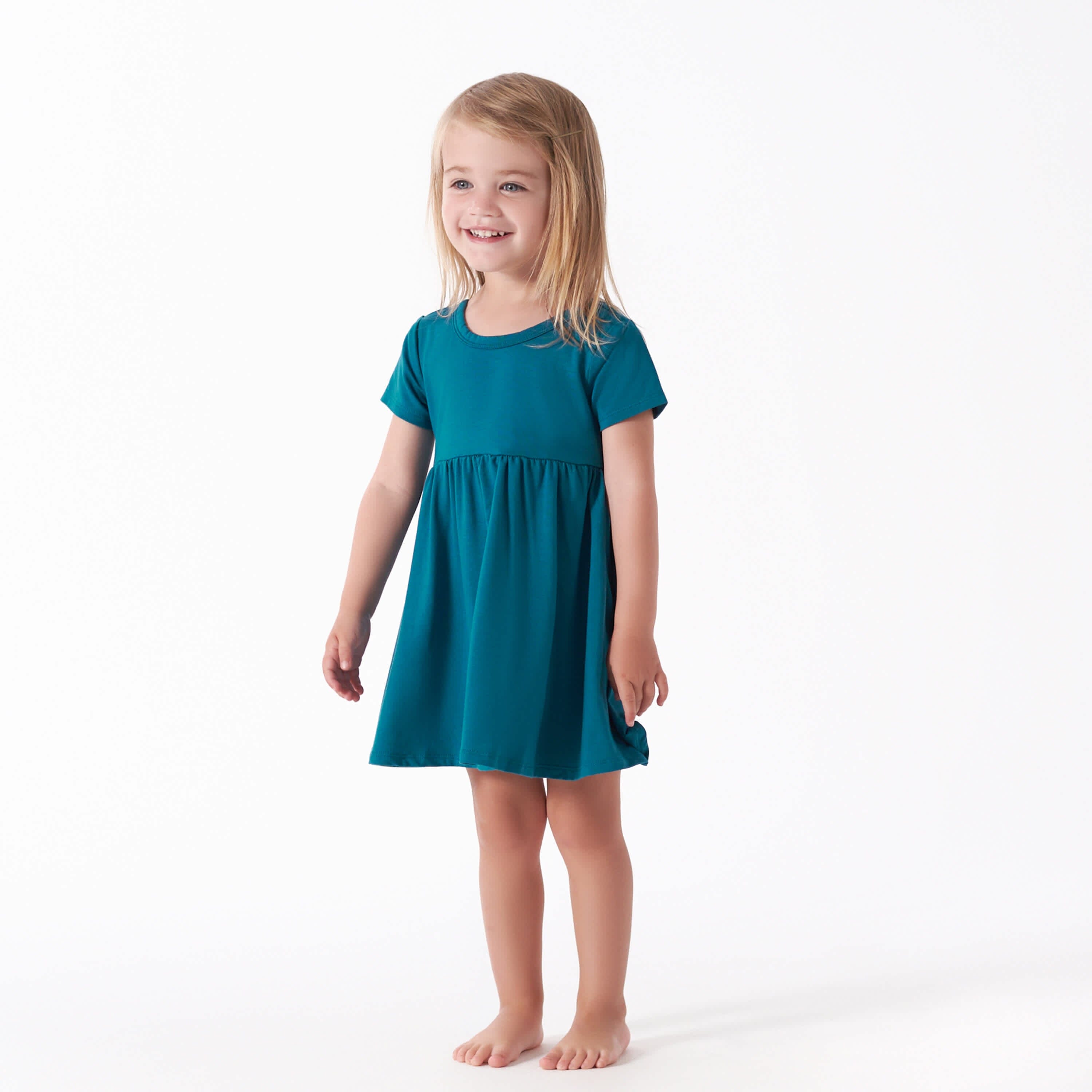 Infant & Toddler Girls Teal Buttery-Soft Viscose Made from Eucalyptus Twirl Dress