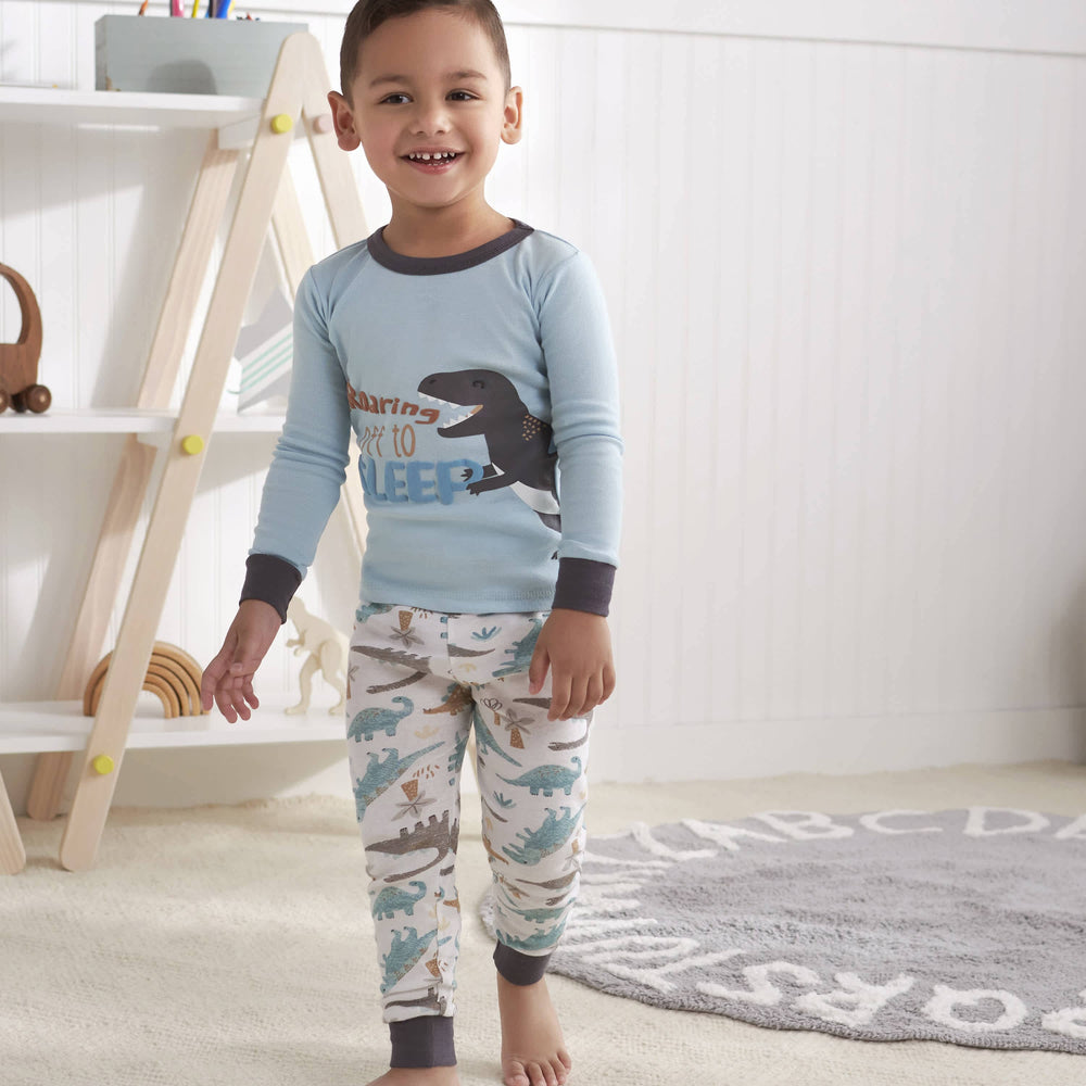 4-Piece Infant & Toddler Boys Dino Blues Snug Fit Cotton Pajamas-Gerber Childrenswear