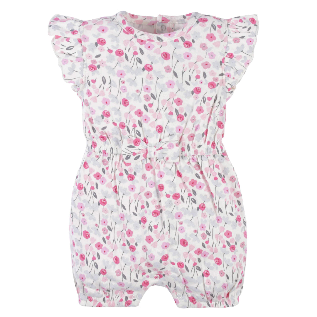 Baby Girls Comfy Stretch Roses & Bunnies Romper-Gerber Childrenswear