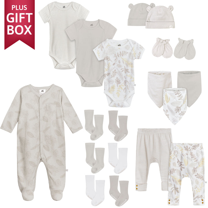 19-Piece Baby Neutral Neutral Foliage Ultimate Newborn Essentials Gift Set