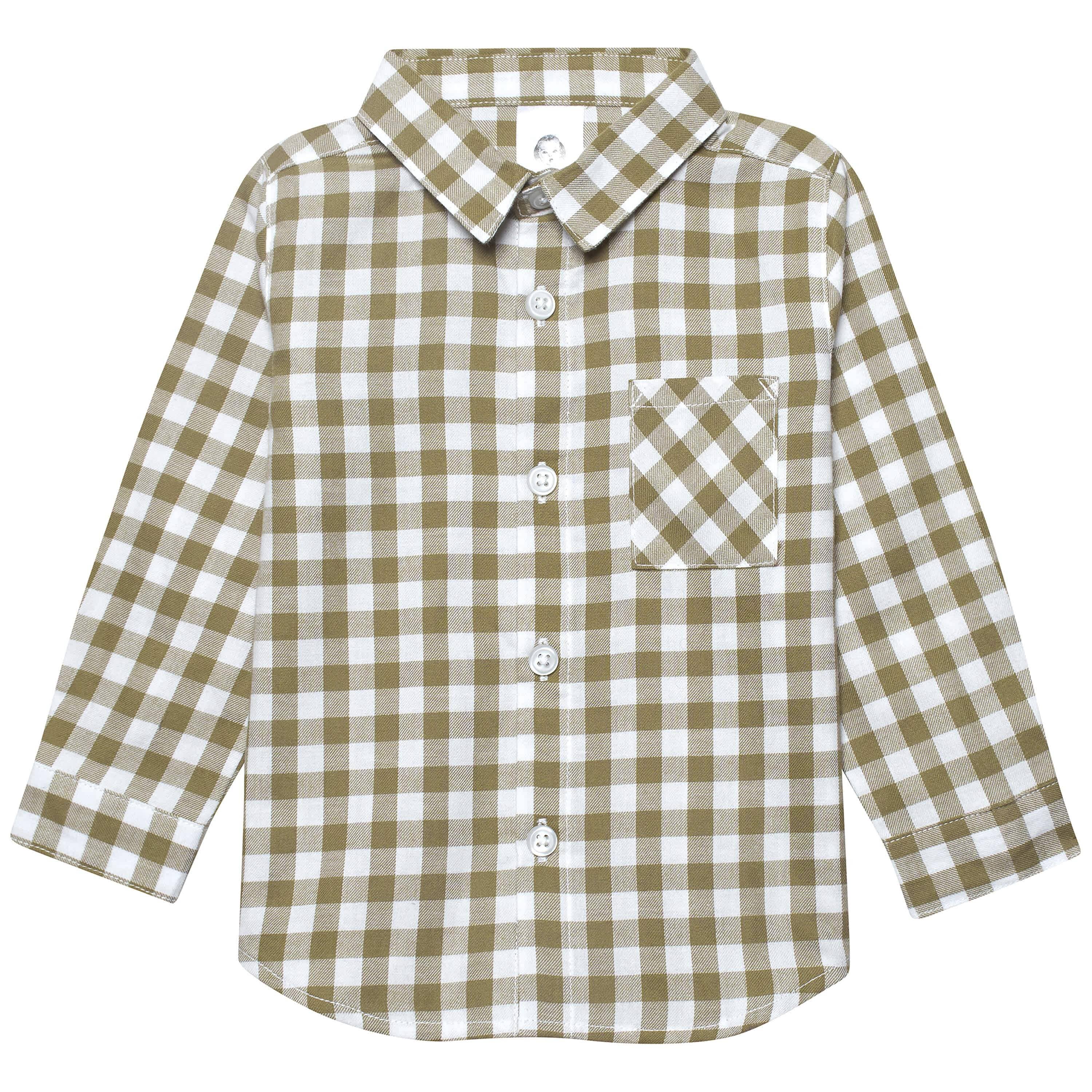 Infant & Toddler Boys Tan Plaid Woven Plaid Shirt-Gerber Childrenswear