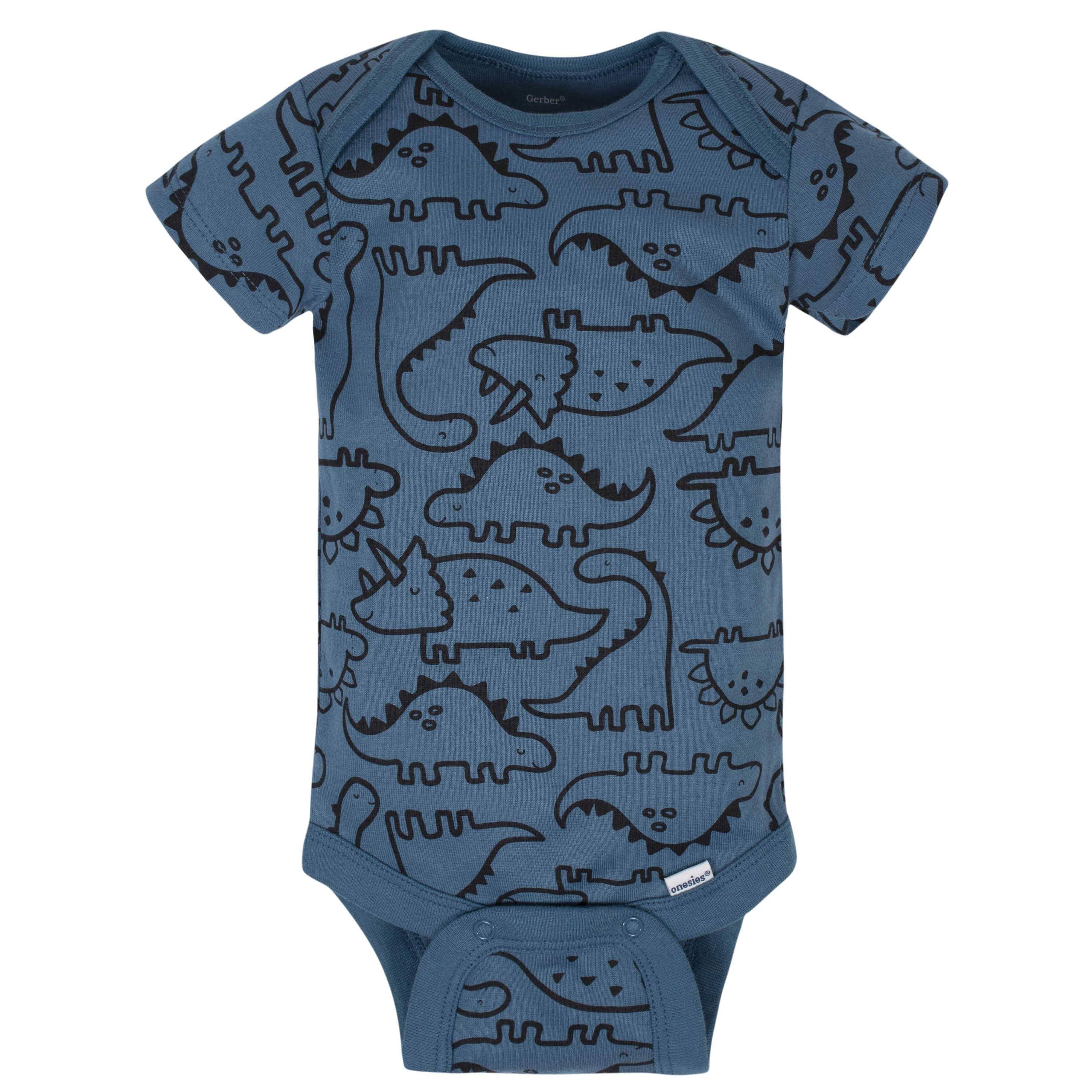 8-Pack Baby Boys Dinosaur Short Sleeve Onesies® Bodysuits-Gerber Childrenswear