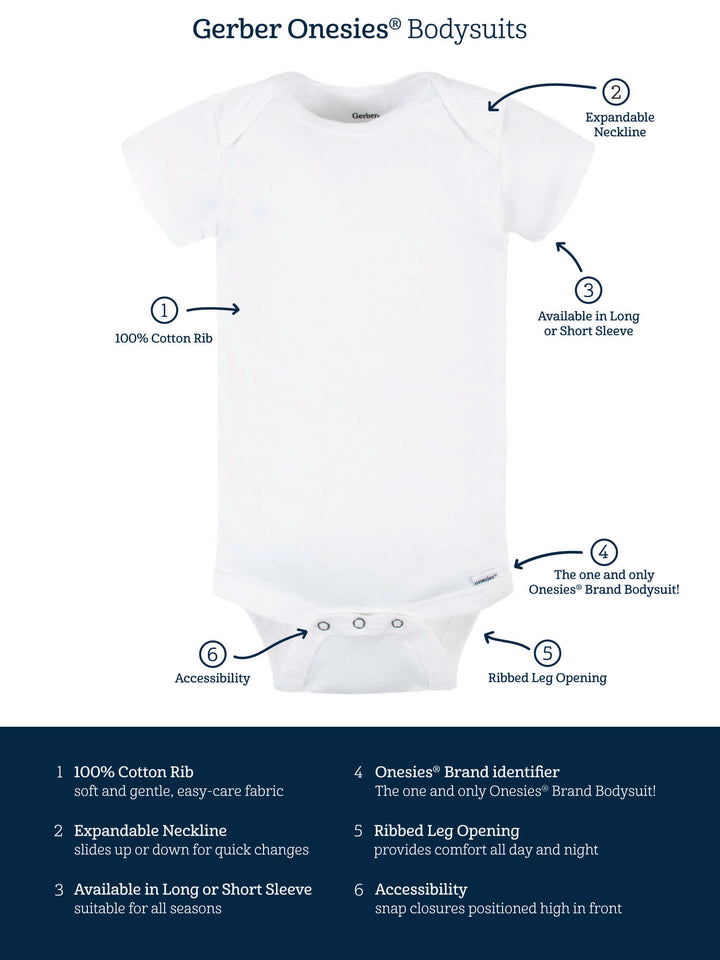 3-Pack Baby Neutral White Organic Long Sleeve Onesies® Bodysuits