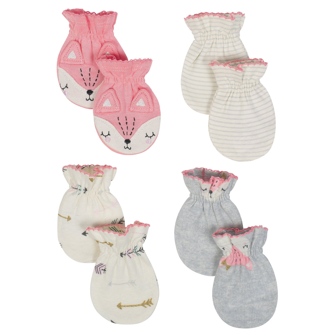 Baby Girl 4-pack Fox Mittens-Gerber Childrenswear