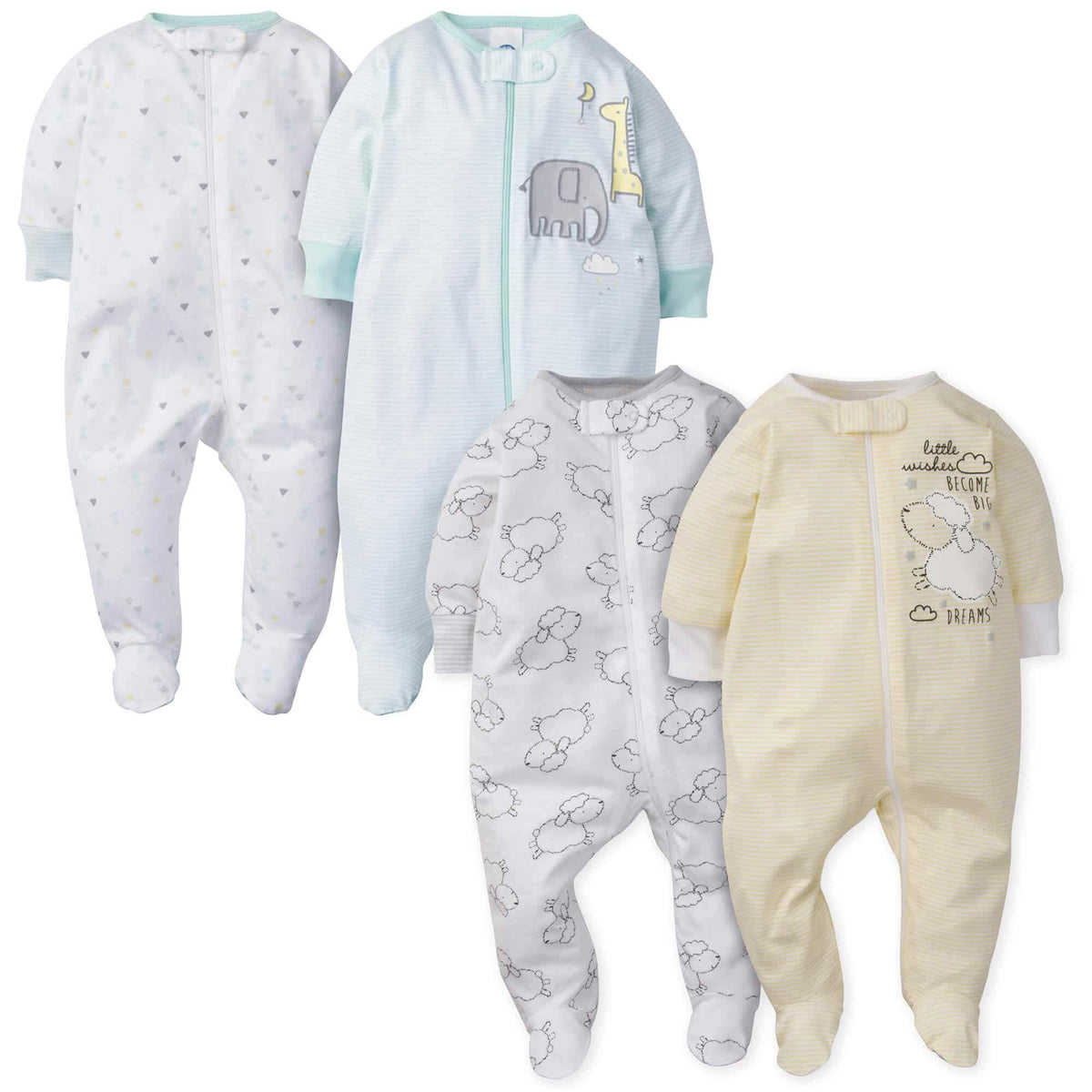 Gerber® 4-Pack Baby Neutral Lamb & Animal Sleep 'N Play Bundle-Gerber Childrenswear