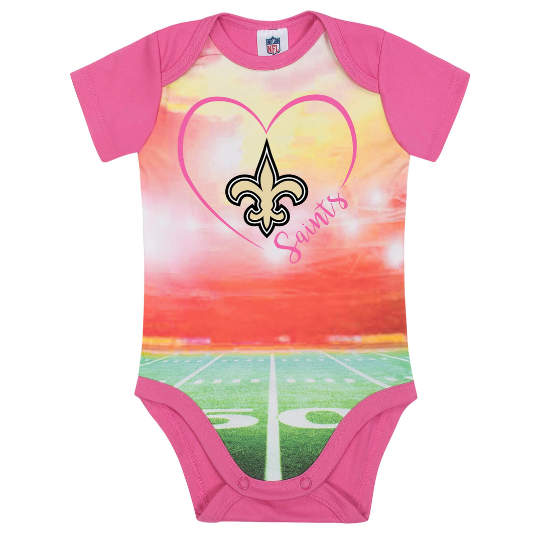 New Orleans Saints Baby Girl Short Sleeve Bodysuit-Gerber Childrenswear