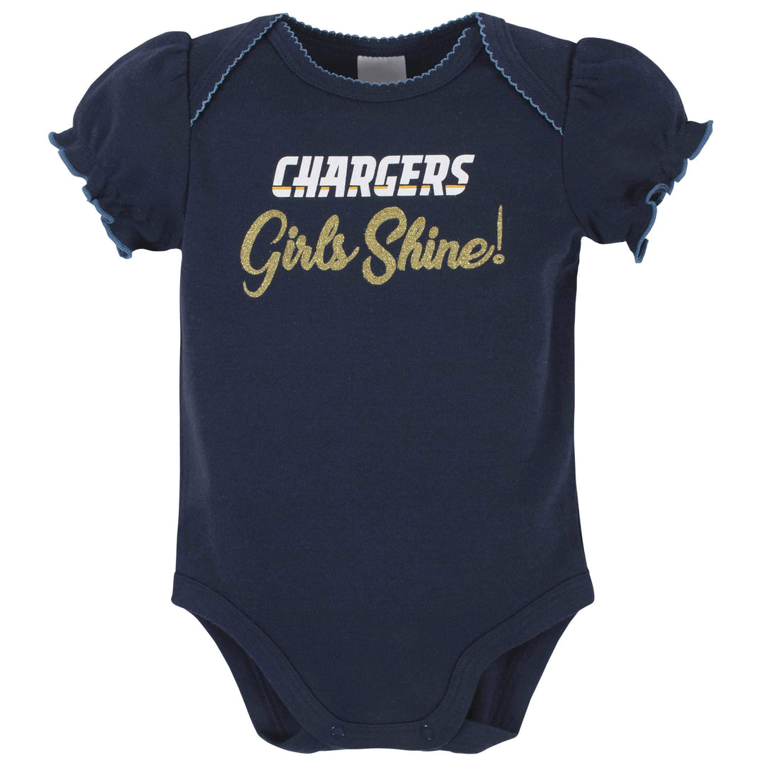 Los Angeles Chargers Baby Girls Short Sleeve Bodysuits-Gerber Childrenswear