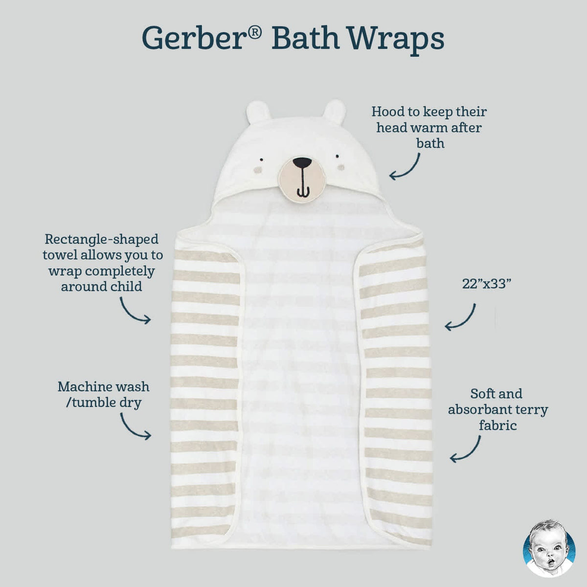 Baby Boys Fox Hooded Bath Wrap