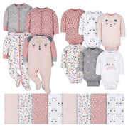 18-Piece Baby Girls Bear Sleep 'N Play, Onesies® Bodysuit, and Burpcloth Set-Gerber Childrenswear