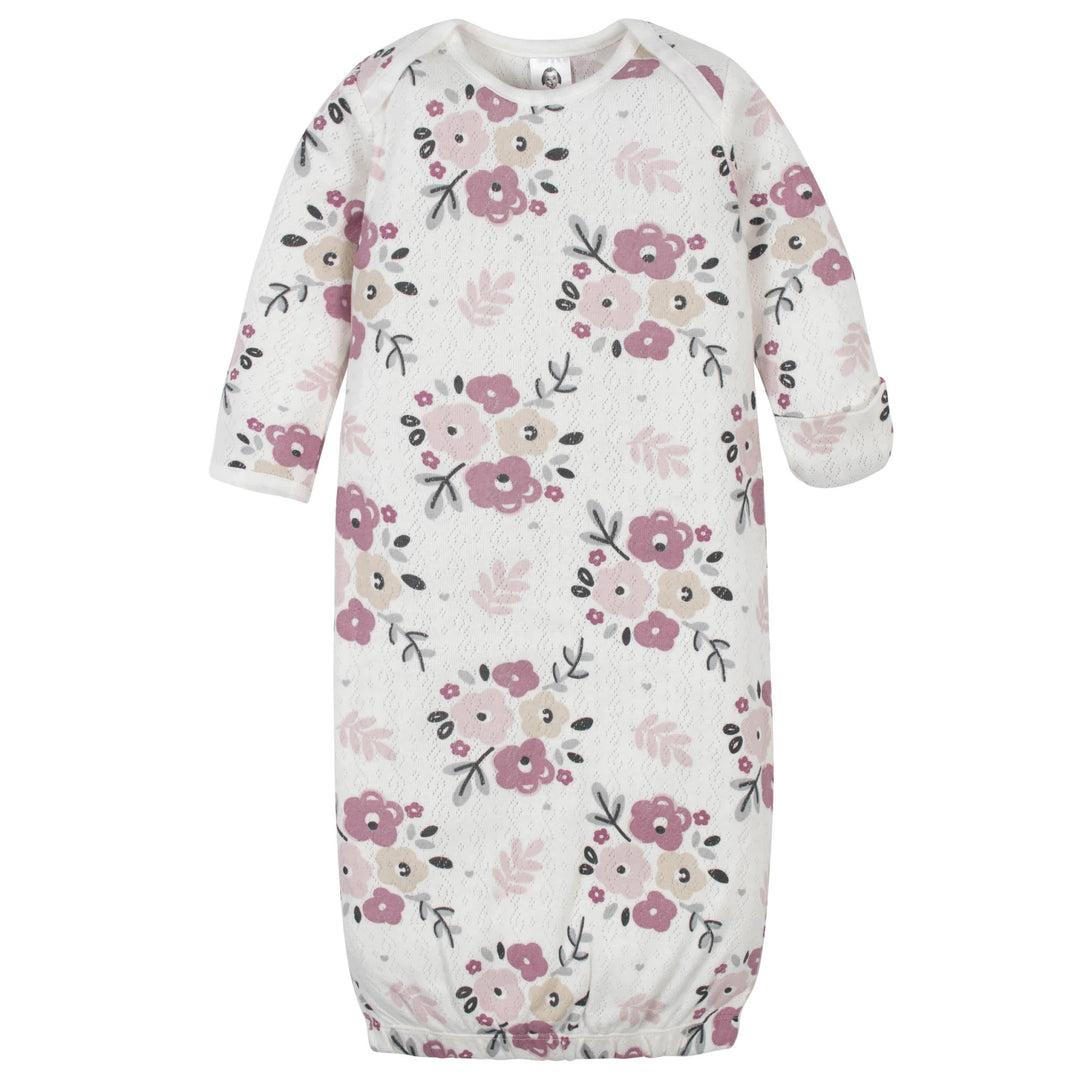 4-Piece Organic Baby Girls Floral Gowns & Caps-Gerber Childrenswear