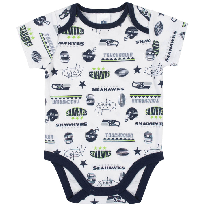 Seattle Seahawks 3-Piece Baby Boys Bodysuit, Bib, and Cap Set-Gerber Childrenswear
