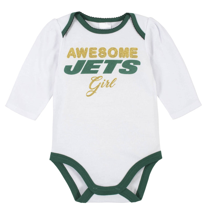 New York Jets Baby Girls Bodysuit, Pant, and Cap Set-Gerber Childrenswear