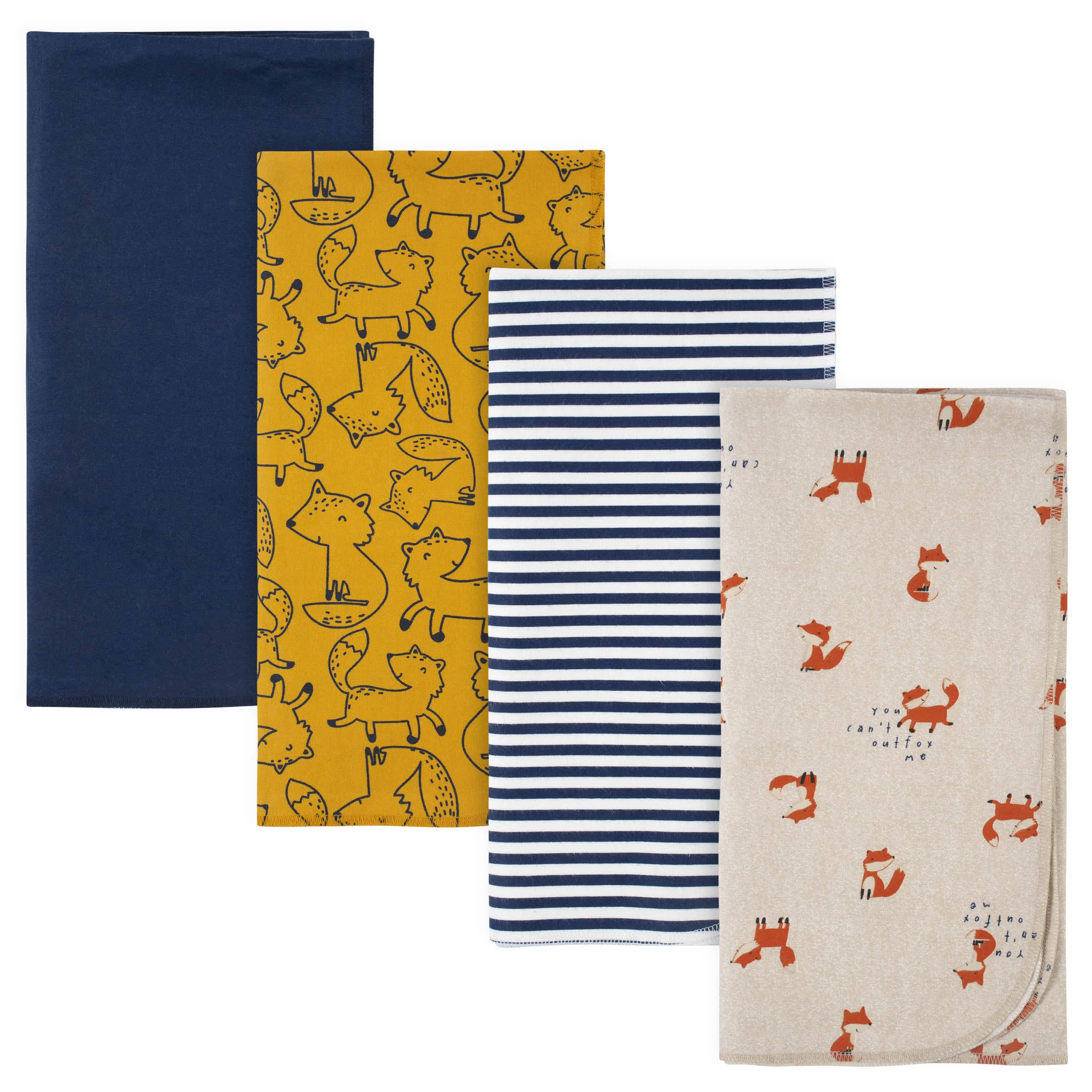 4-Pack Boys Fox Flannel Receiving Blankets-Gerber Childrenswear