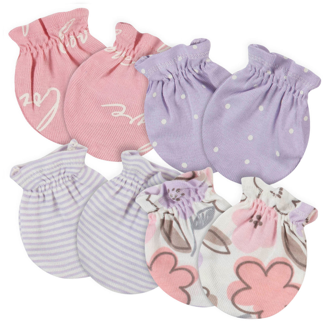 4-Pack Baby Girls Bunny Ballerina No Scratch Mittens-Gerber Childrenswear