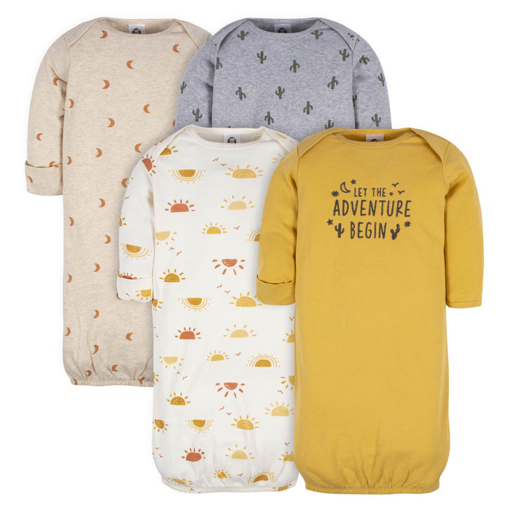 4-Pack Baby Neutral Southwest Gowns