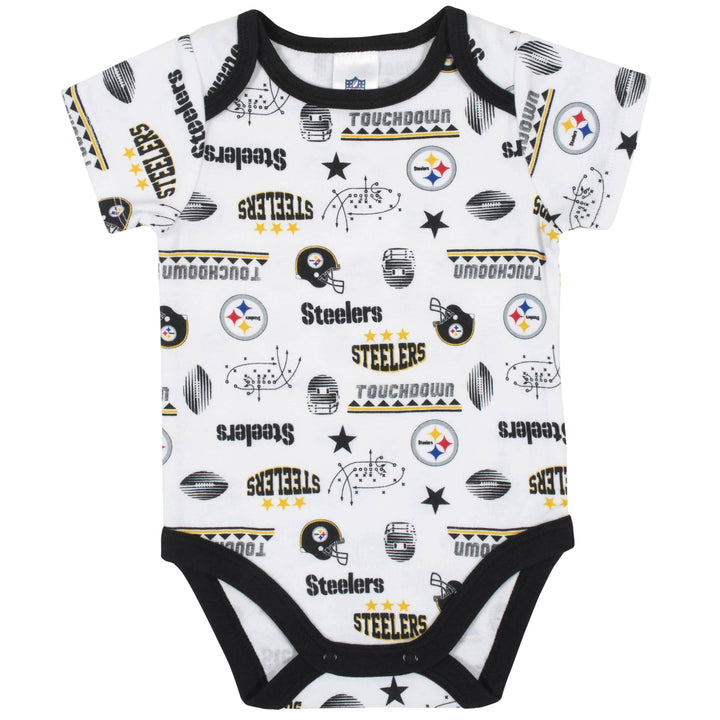 Pittsburgh Steelers 3-Piece Baby Boys Bodysuit, Bib, and Cap Set-Gerber Childrenswear