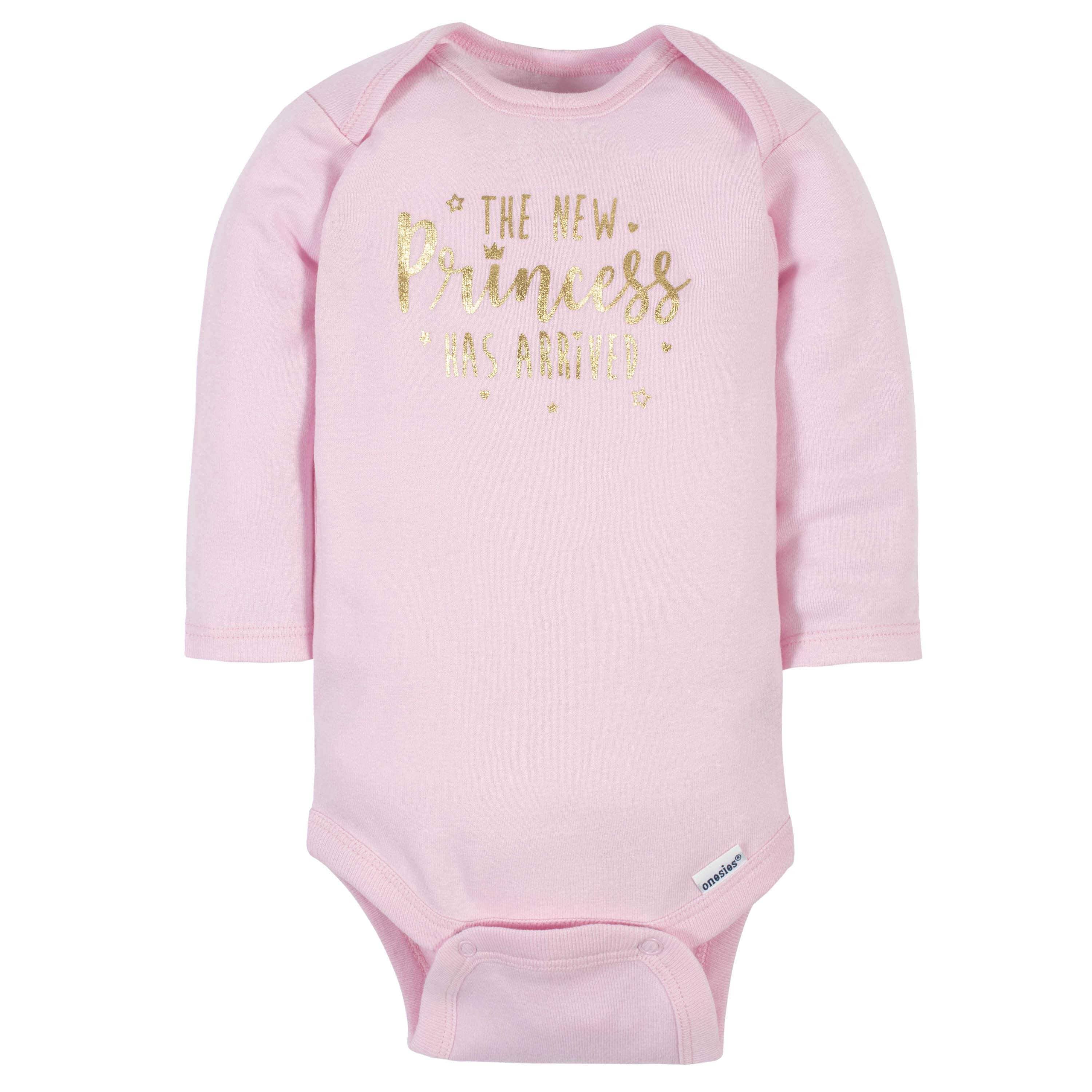 6-Pack Baby Girls Princess Long Sleeve Onesies® Bodysuits-Gerber Childrenswear