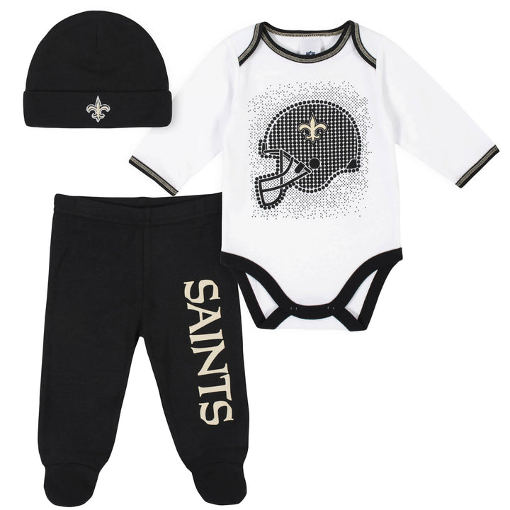 New Orleans Saints 3-Piece Baby Boys Bodysuit, Pant, and Cap Set-Gerber Childrenswear