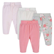 4-Pack Baby Girls Floral Microfleece Pants-Gerber Childrenswear