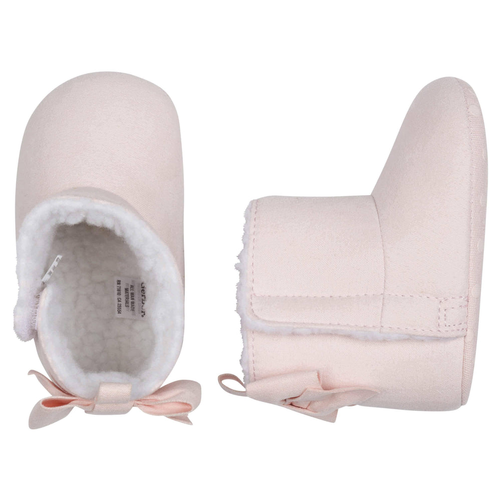 Baby Girls Pink Bow Faux Suede Boots-Gerber Childrenswear