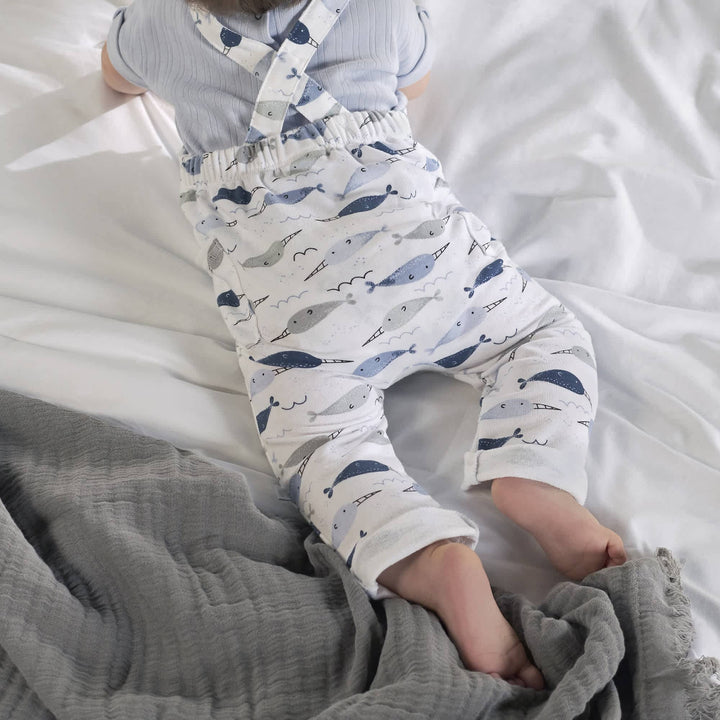 2-Piece Baby Boys Blue Ombre Narwhal Overall and Top Set-Gerber Childrenswear