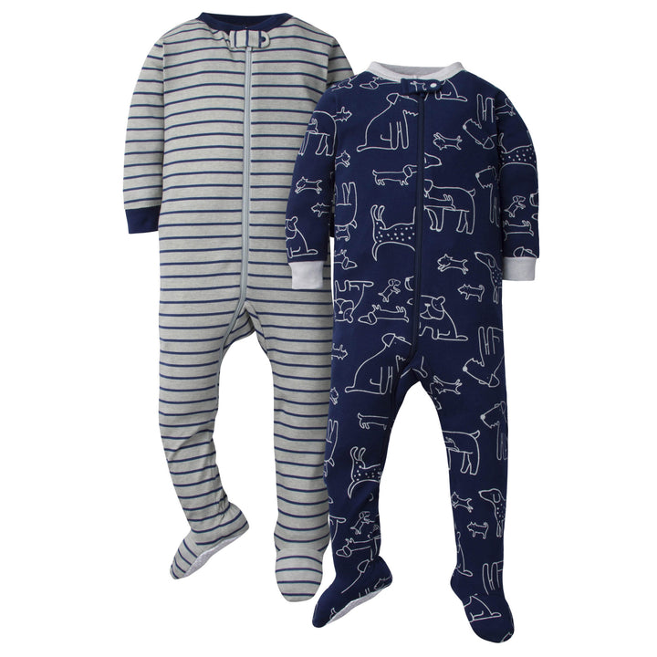 2-Pack Baby Boys Footed Union Suits - Dogs-Gerber Childrenswear