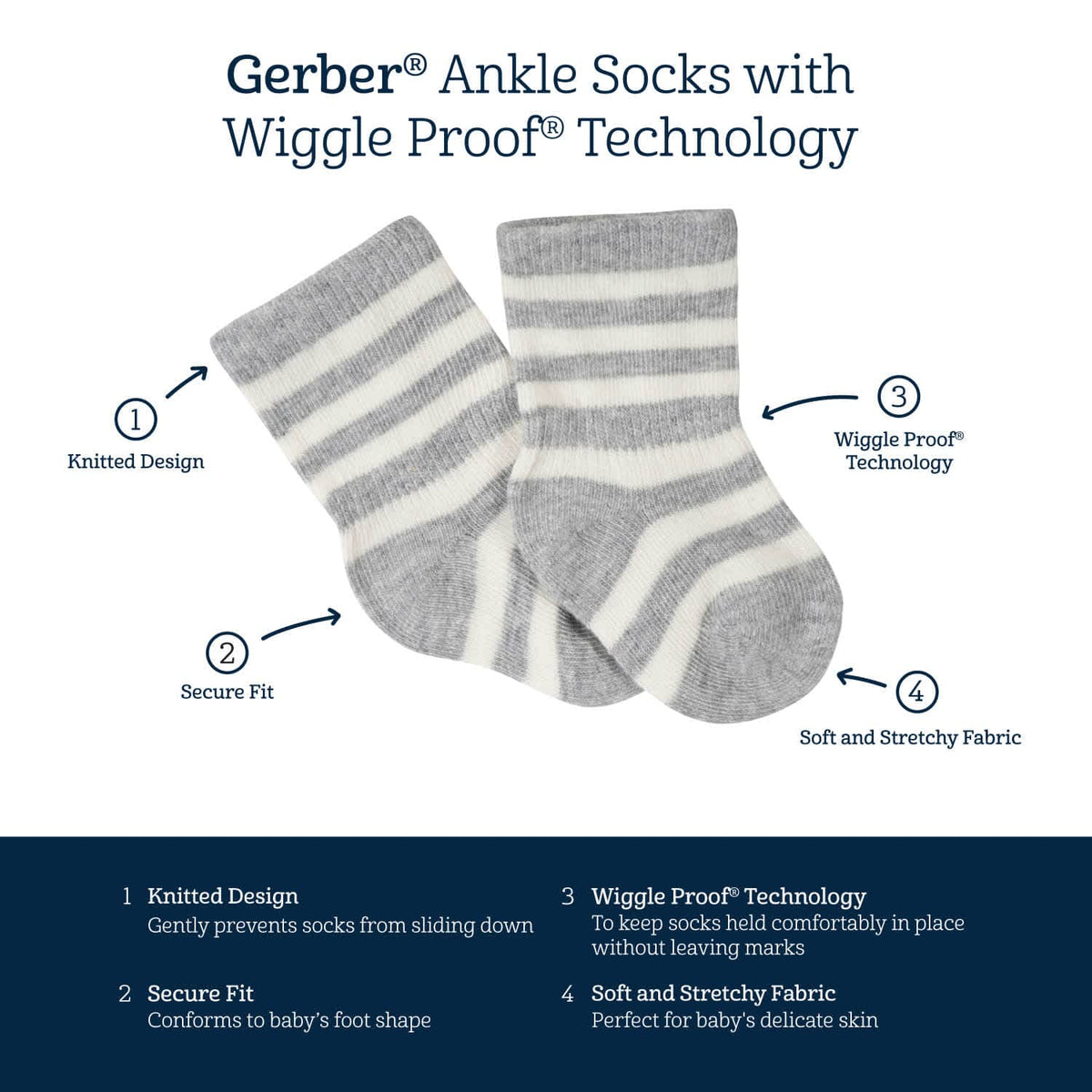 6-Pack Baby Boys Bear Wiggle Proof® Socks