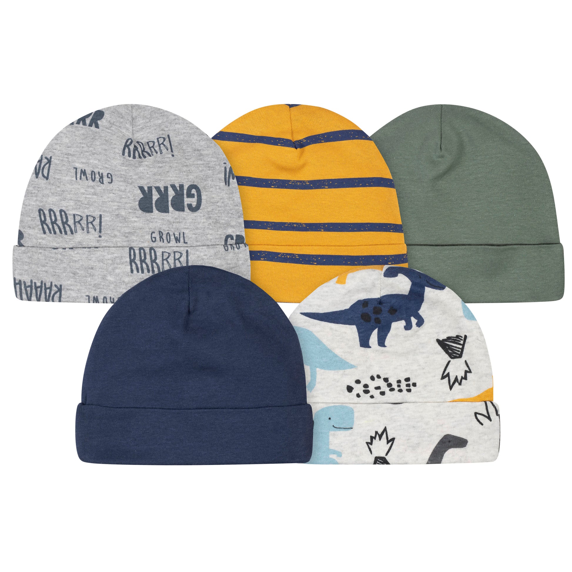 5-Pack Baby Boys Dino Caps-Gerber Childrenswear