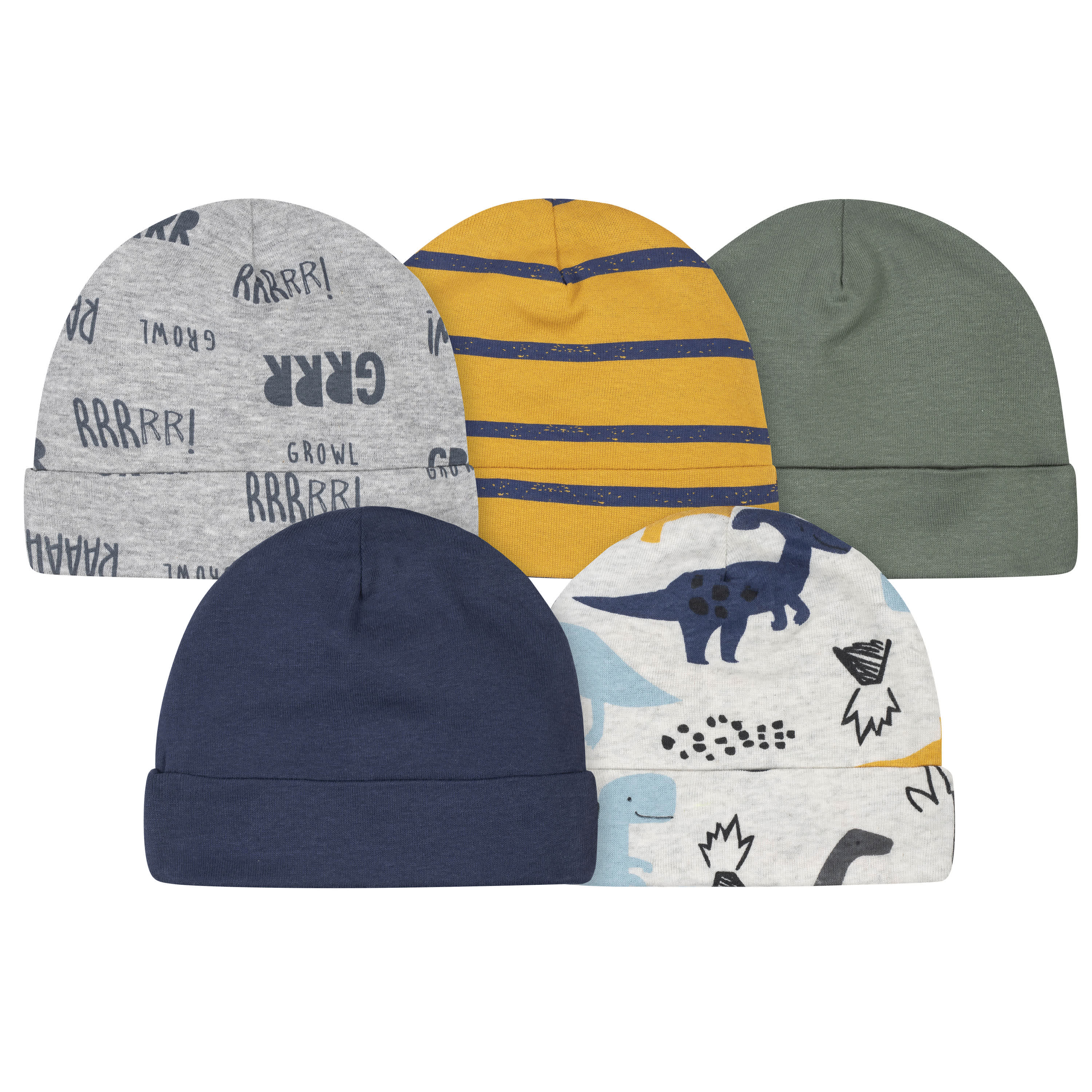 5-Pack Baby Boys Dino Caps-Gerber Childrenswear