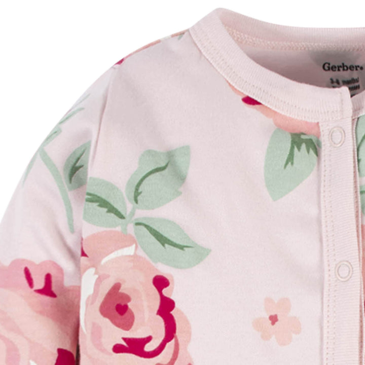2-Piece Baby Girls Pink Garden Coverall & Headband Set-Gerber Childrenswear