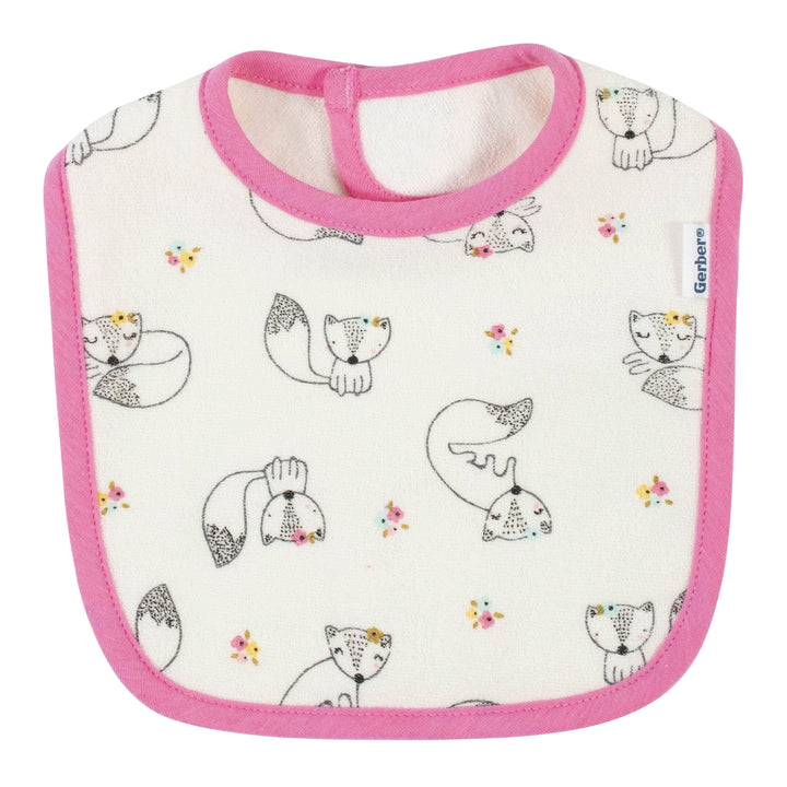 4-Pack Baby Girls Fox Bibs-Gerber Childrenswear