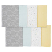 8-Pack Baby Neutral Animals Burp Cloths