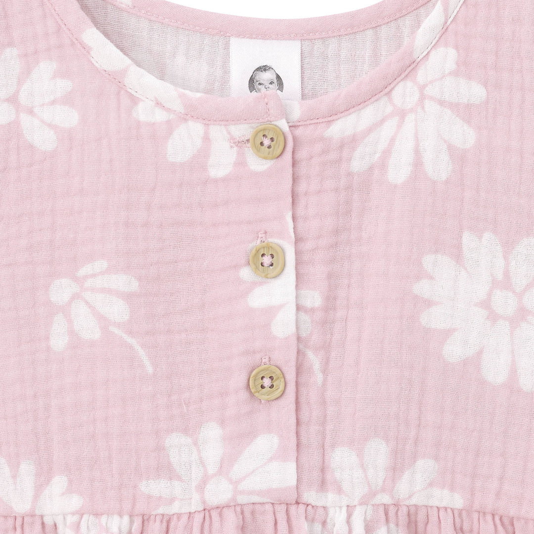 Infant & Toddler Girls Pink Floral Gauze Dress-Gerber Childrenswear