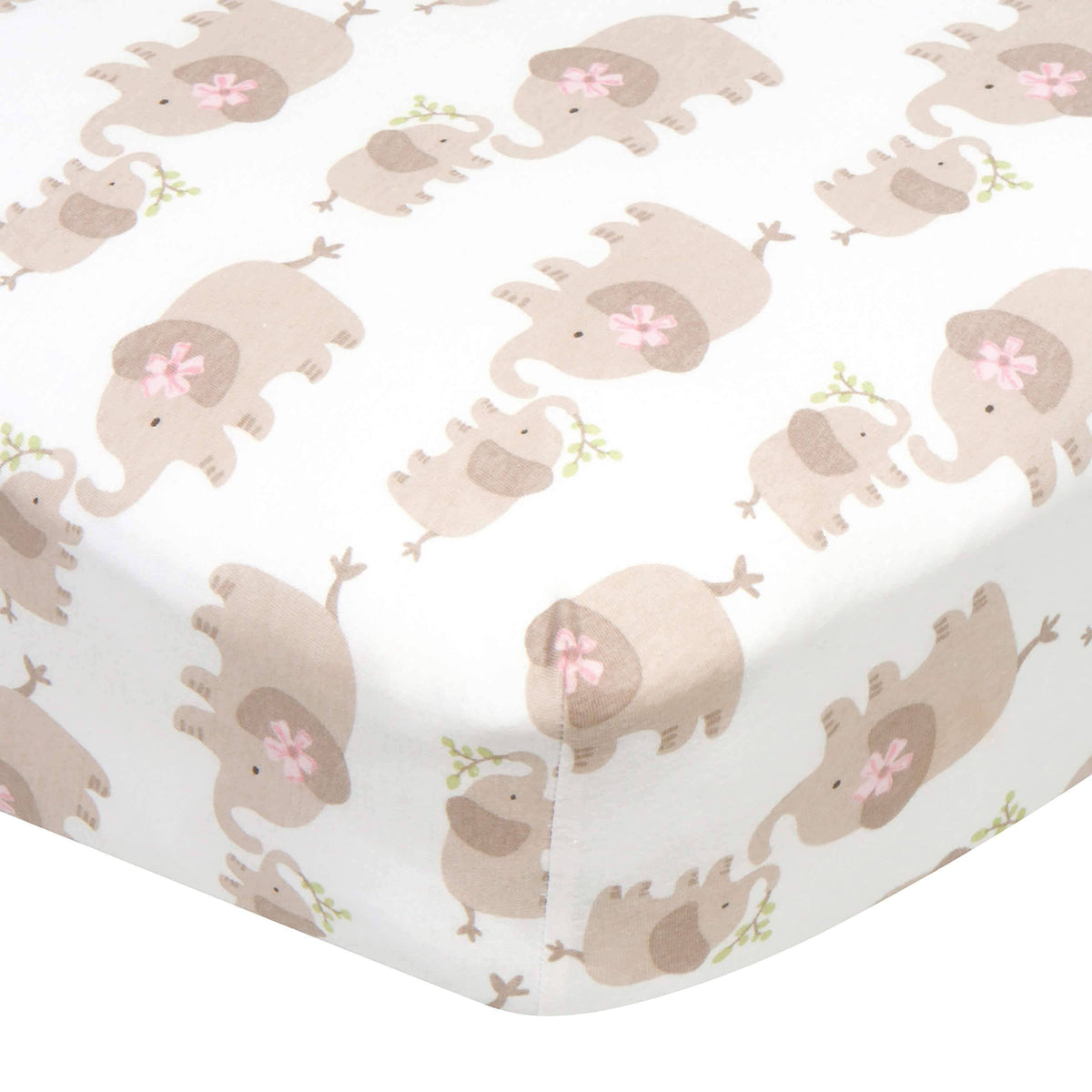 Girls Elephants Fitted Crib Sheet-Gerber Childrenswear