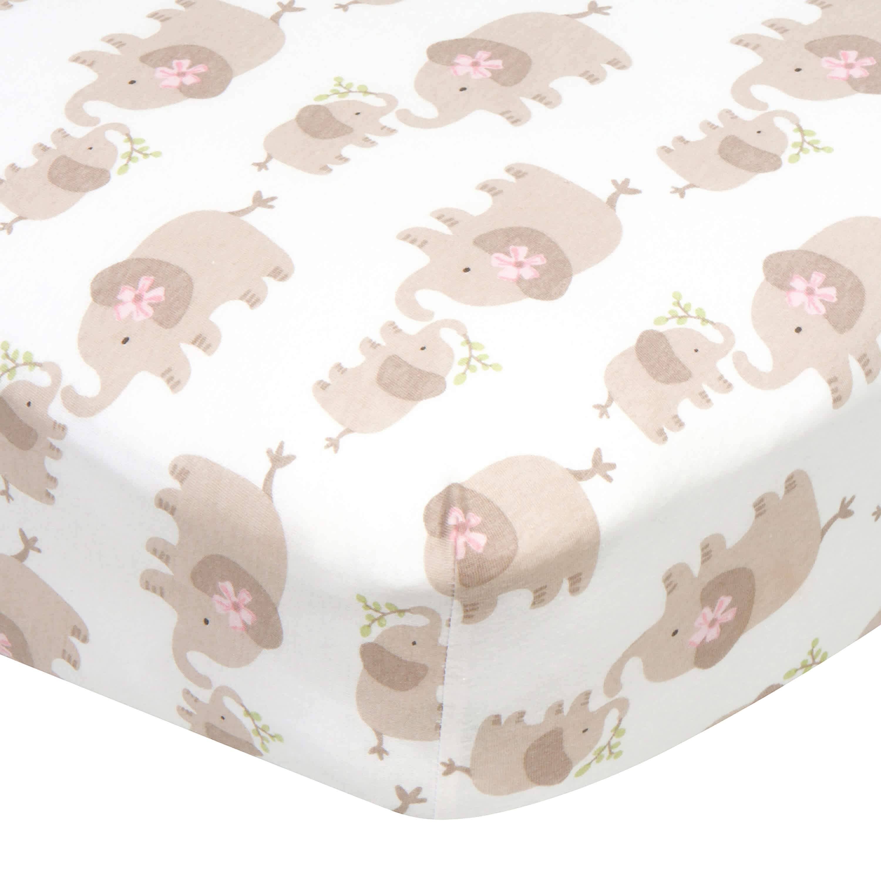 Girls Elephants Fitted Crib Sheet-Gerber Childrenswear