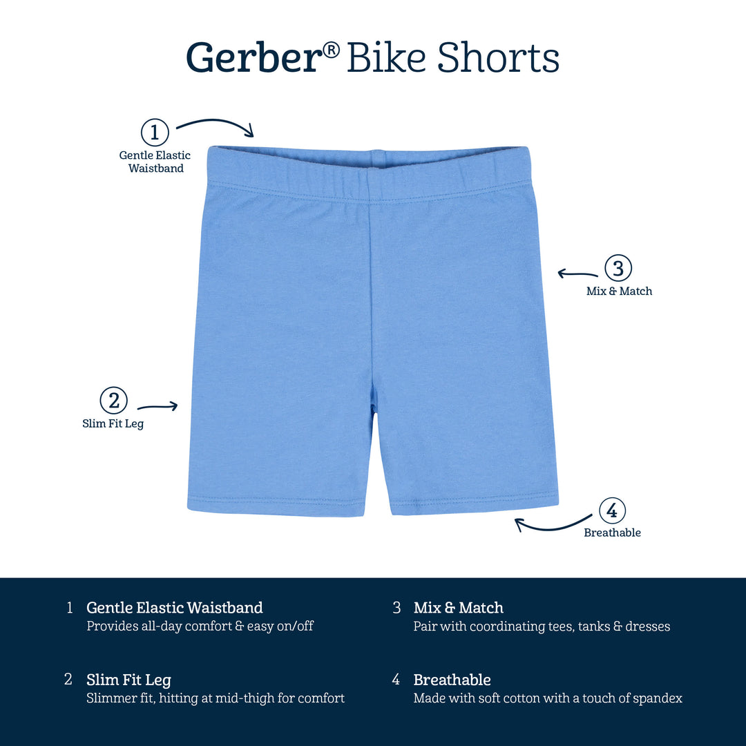 2-Pack Infant & Toddler Girls Blue Pull-On Bike Shorts