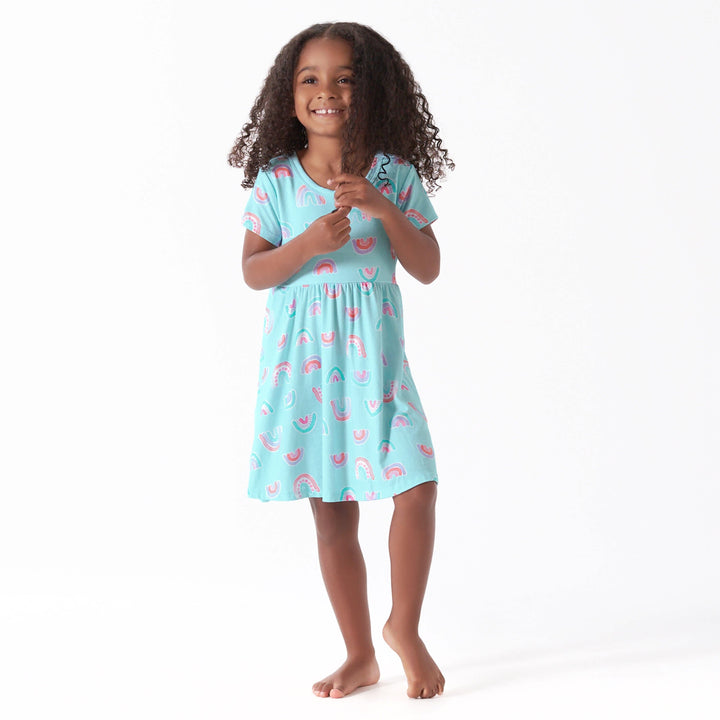 Infant & Toddler Girls Rainbow Buttery-Soft Viscose Made from Eucalyptus Twirl Dress