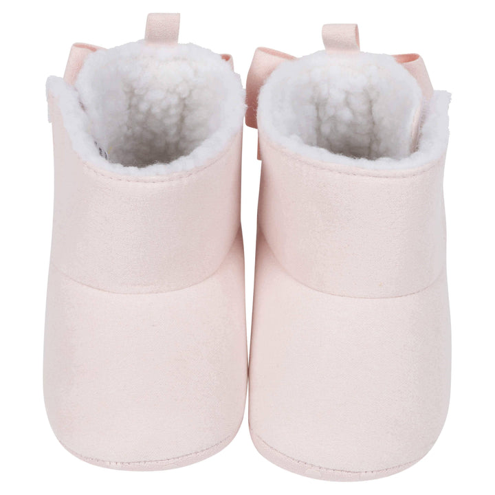 Baby Girls Pink Bow Faux Suede Boots-Gerber Childrenswear