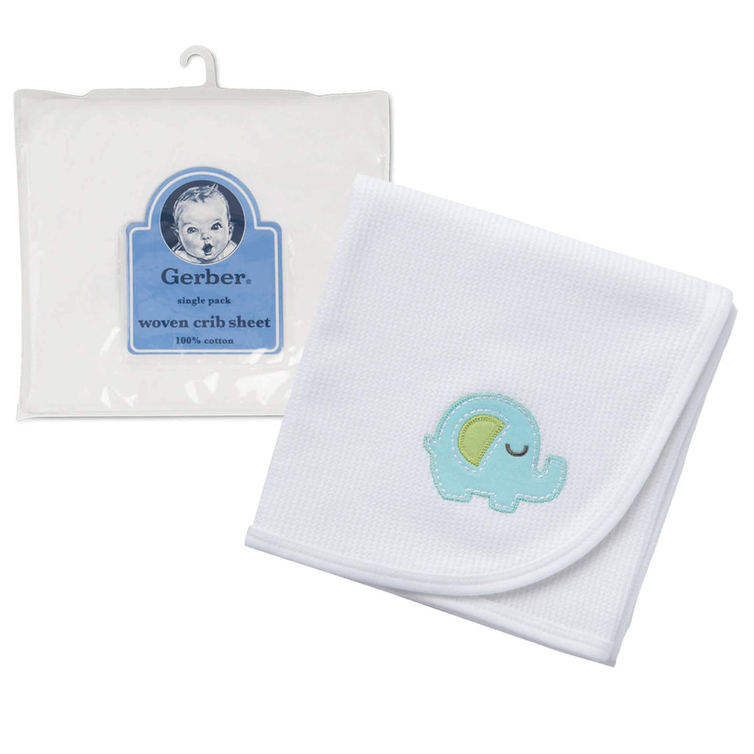 Gerber® 2-Piece Baby Neutral Elephant Fitted Crib Sheet and Thermal Blanket Set-Gerber Childrenswear