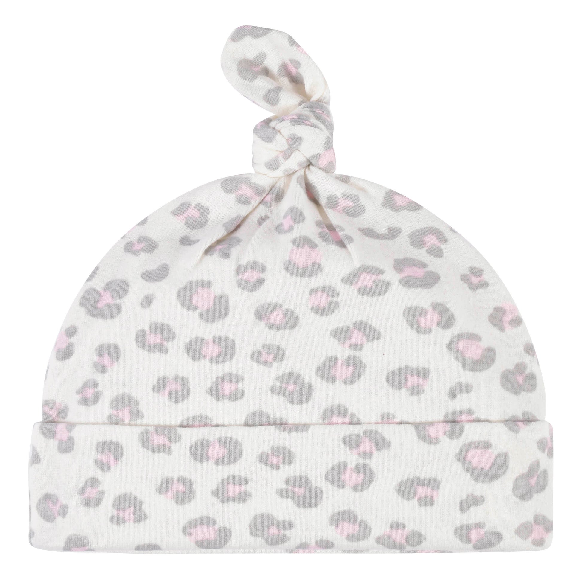 3-Piece Baby Girls Comfy Stretch Floral Leopard Long Sleeve Shirt, Footed Pant, & Cap Set-Gerber Childrenswear