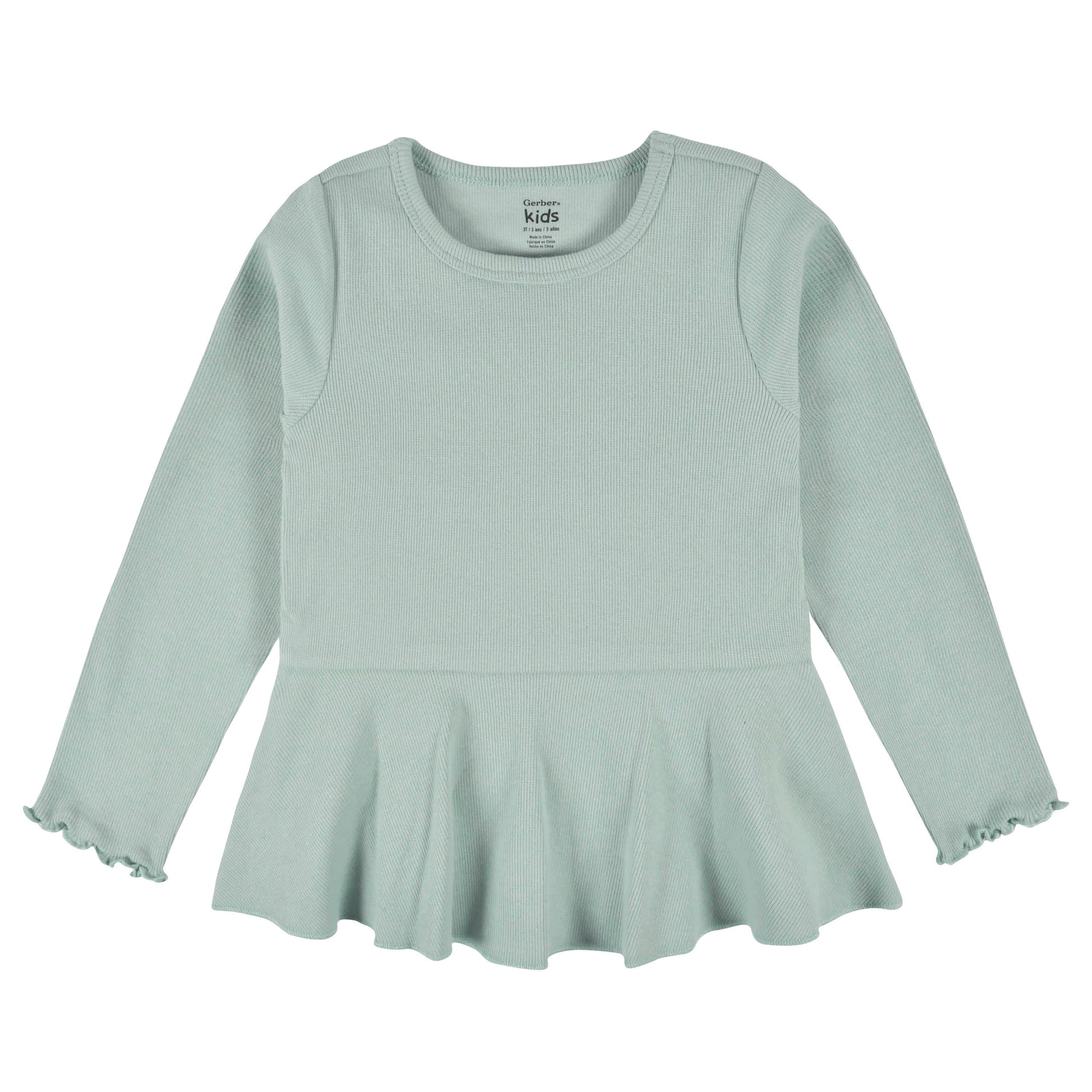2-Pack Infant & Toddler Girls Mint Floral Peplum Tops