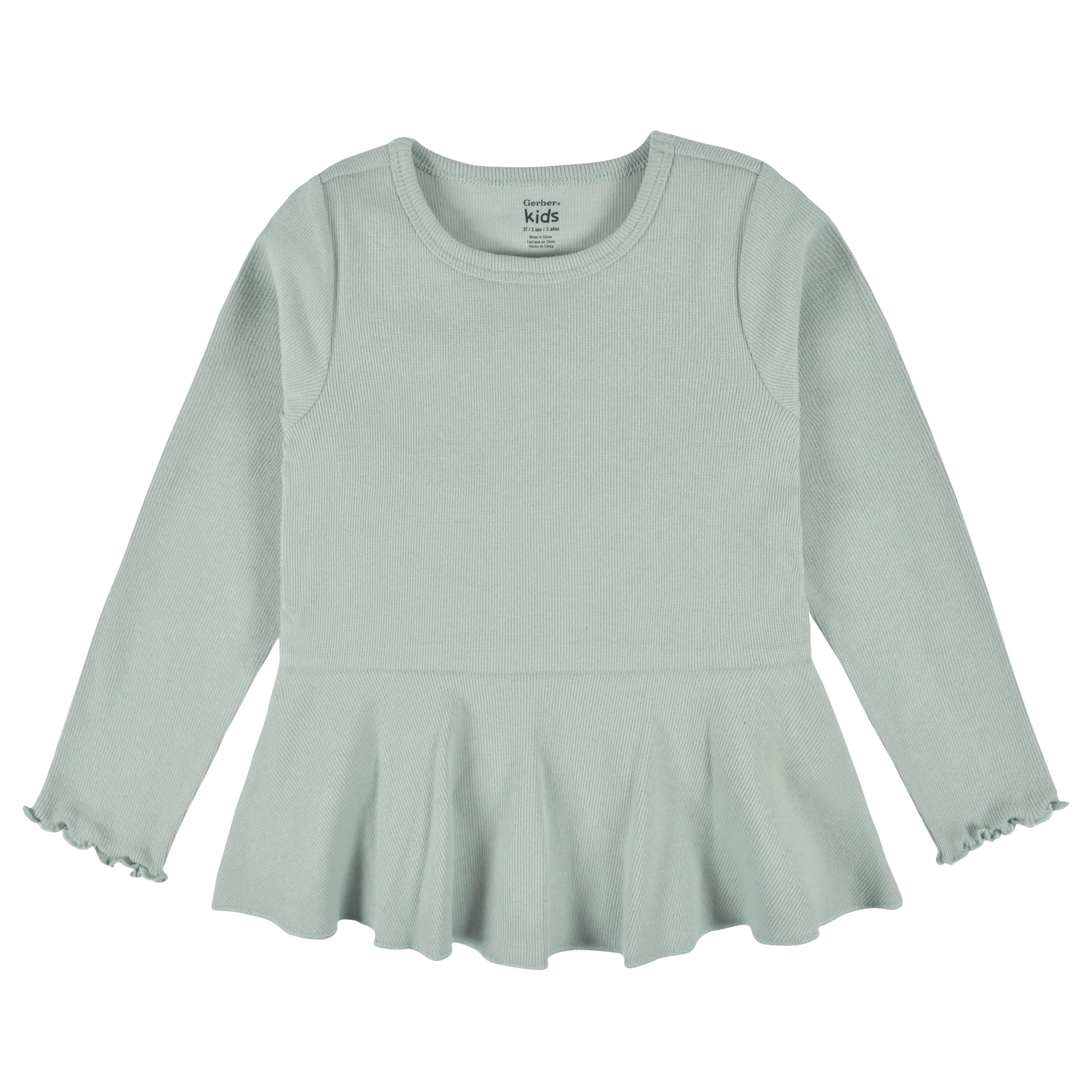 2-Pack Infant & Toddler Girls Mint Floral Peplum Tops