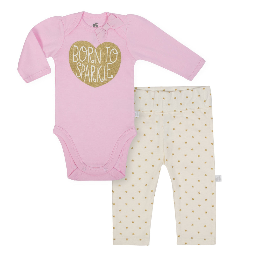 Baby Girl Organic Heart Bodysuit and Pants Set-Gerber Childrenswear
